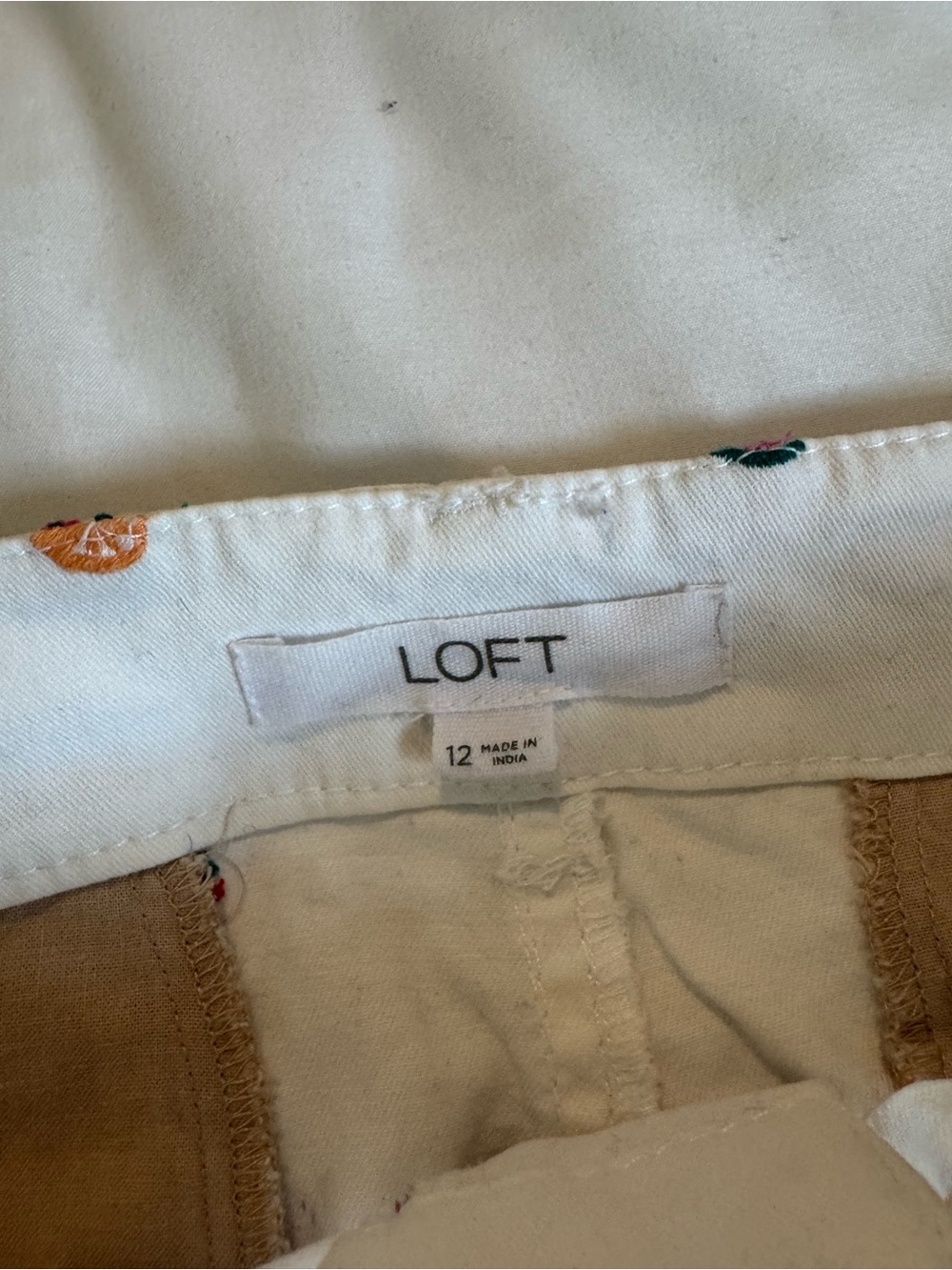 LOFT White Embroidered Fruit-Print Cotton Shorts - Picture 5 of 7